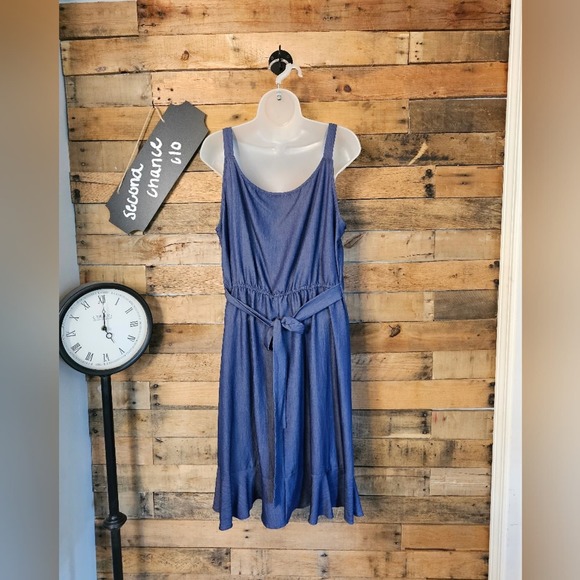 Naif women's dark chambray blue faux wrap dress size xl - Picture 9 of 11